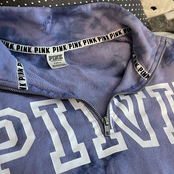 Victoria’s Secret PINK purple tie dye quarter zip Edl campus sweatshirt top med - Picture 3 of 5